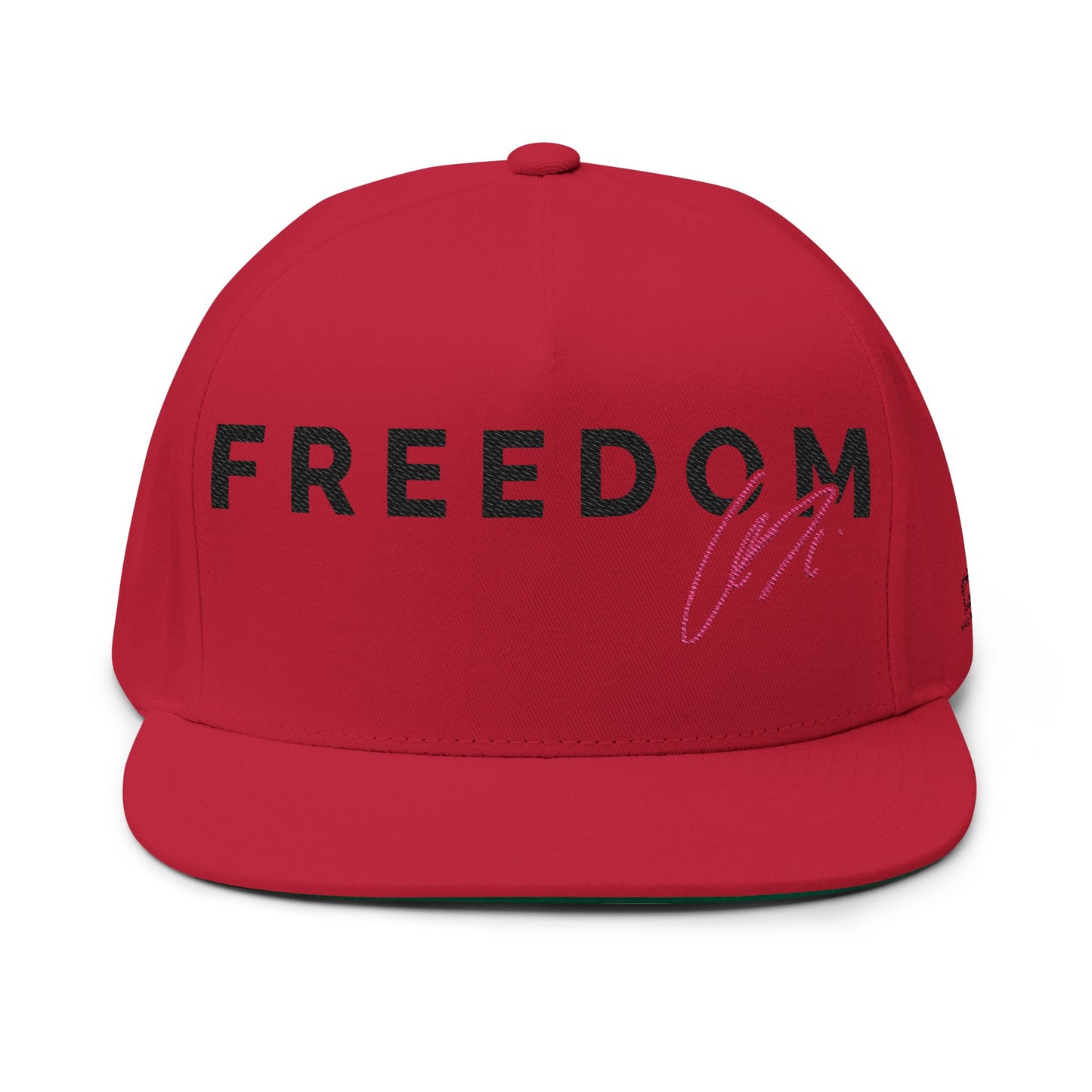 Embroidered Flat Bill Cap - Freedom Hat Design