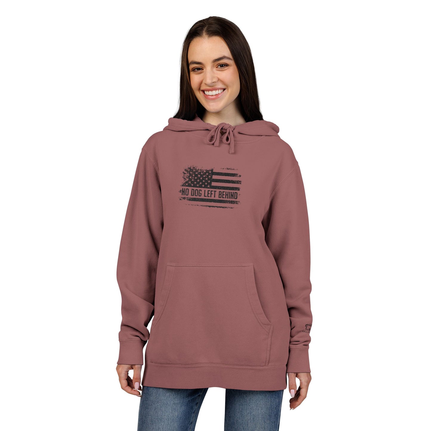 Embroidered Unisex Pigment-Dyed Hoodie - No Dog Left Behind Design
