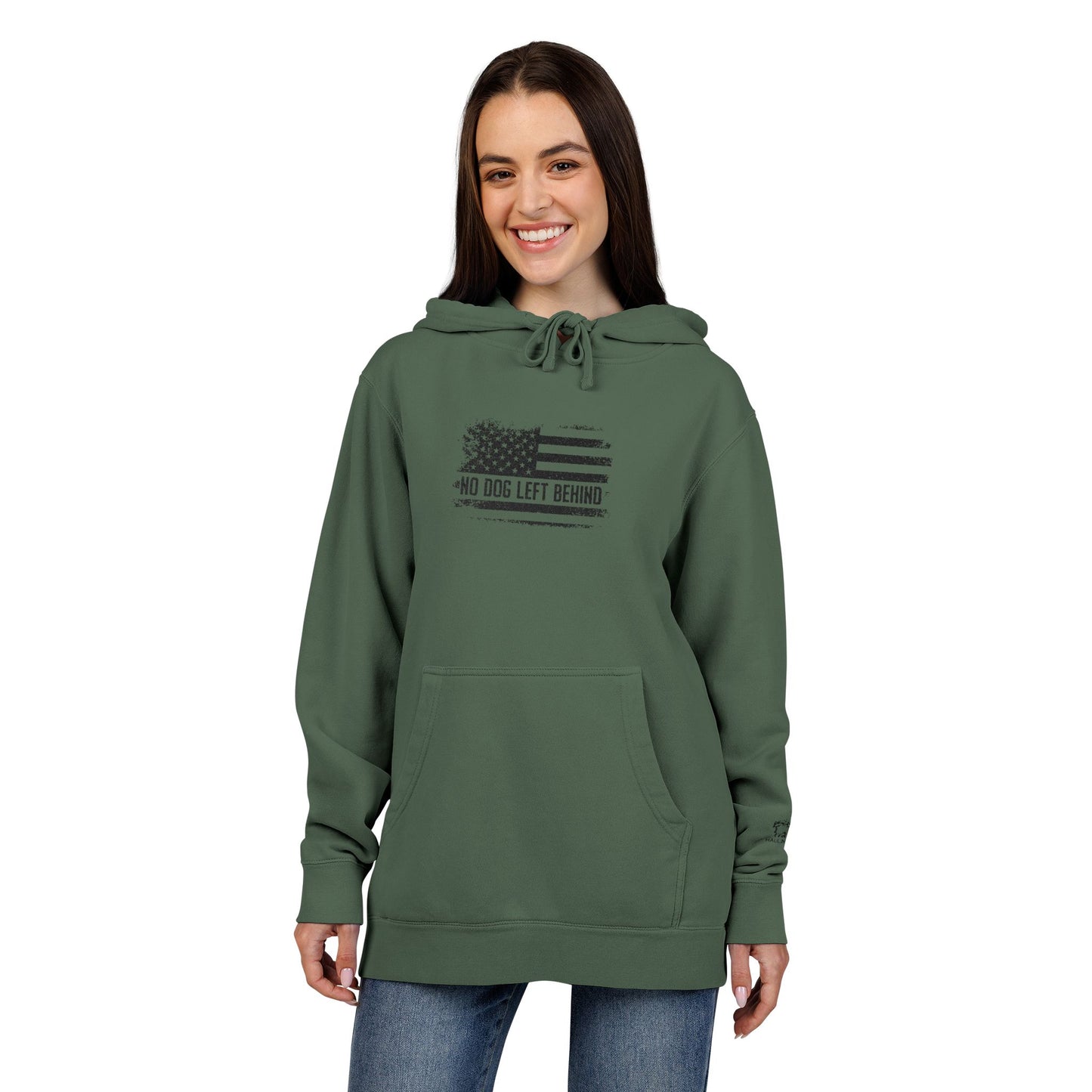 Embroidered Unisex Pigment-Dyed Hoodie - No Dog Left Behind Design