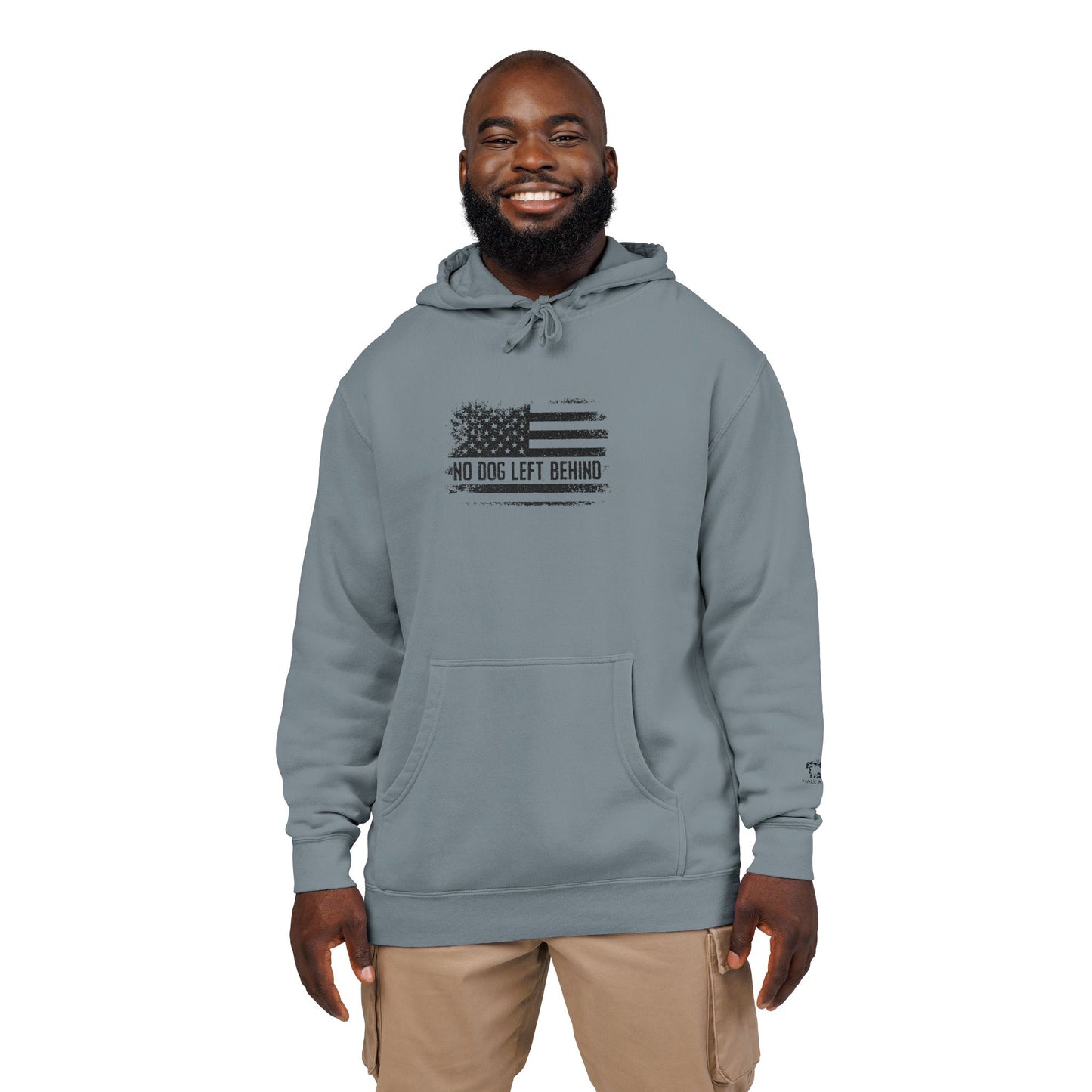 Embroidered Unisex Pigment-Dyed Hoodie - No Dog Left Behind Design