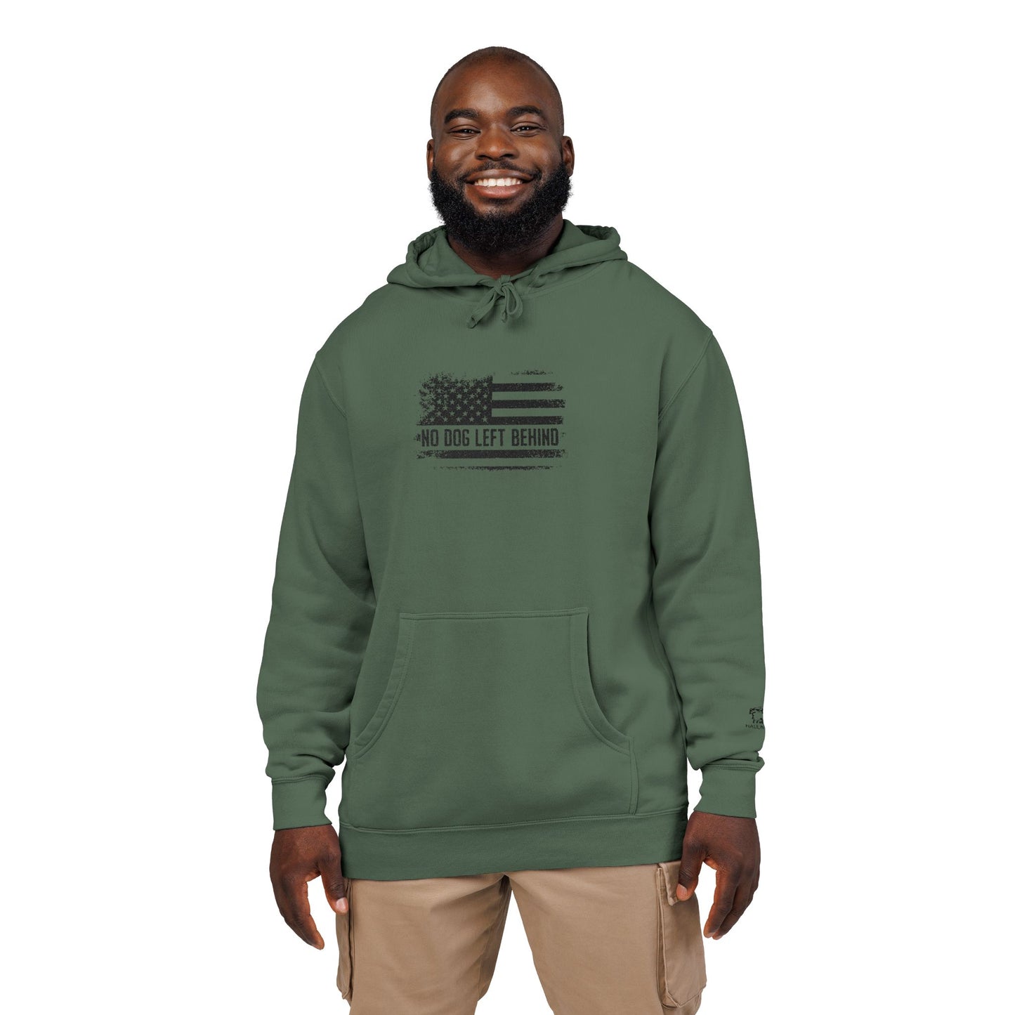 Embroidered Unisex Pigment-Dyed Hoodie - No Dog Left Behind Design