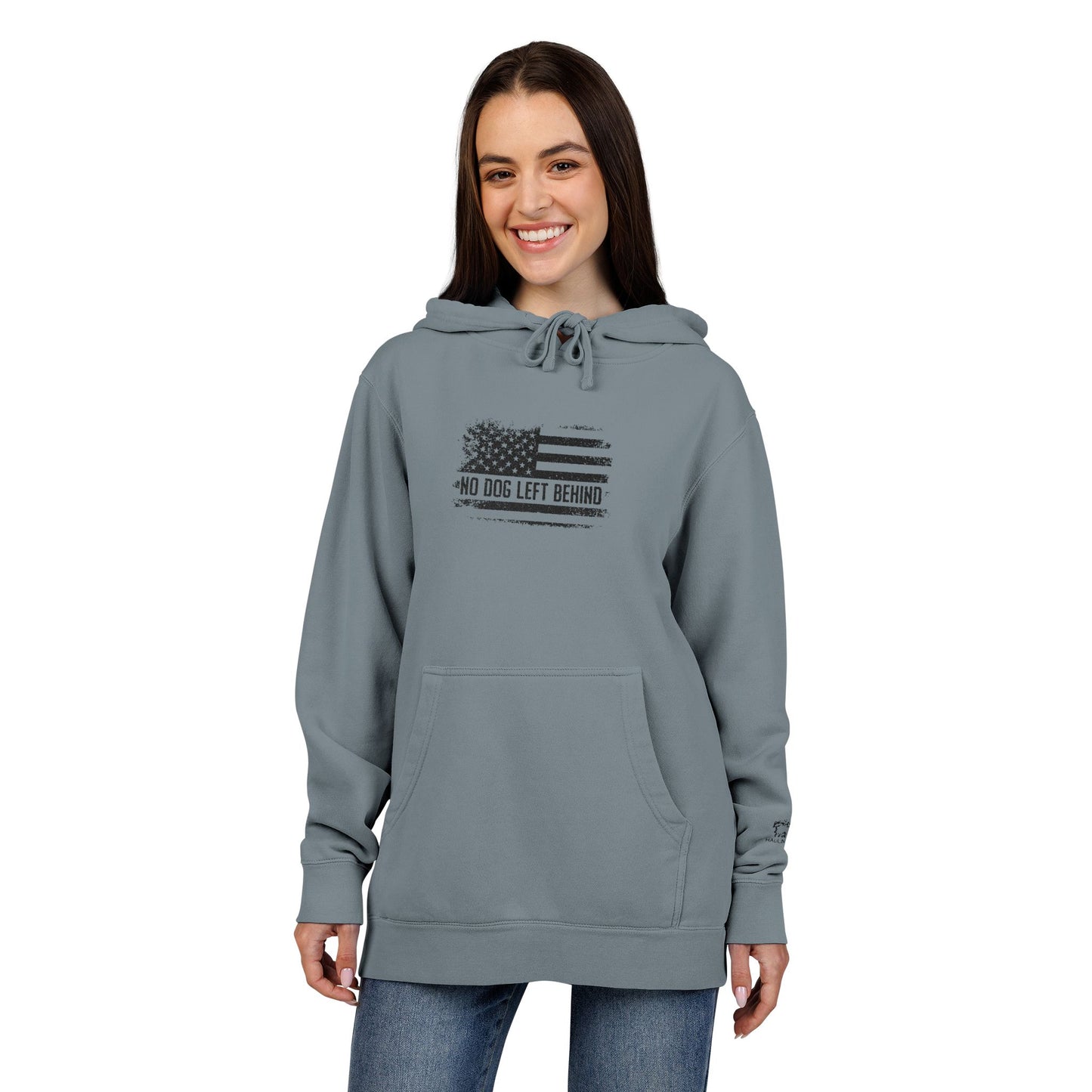 Embroidered Unisex Pigment-Dyed Hoodie - No Dog Left Behind Design