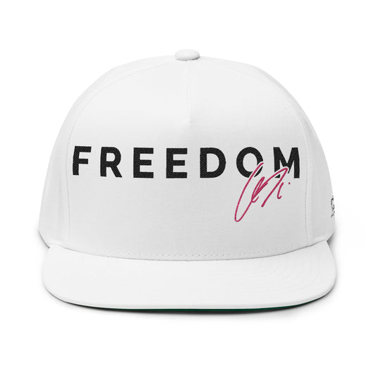 Embroidered Flat Bill Cap - Freedom Hat Design